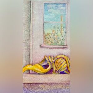 NEW Handmade Hand Crafted Sea Shell Drawing City Beach Still Original Artwork